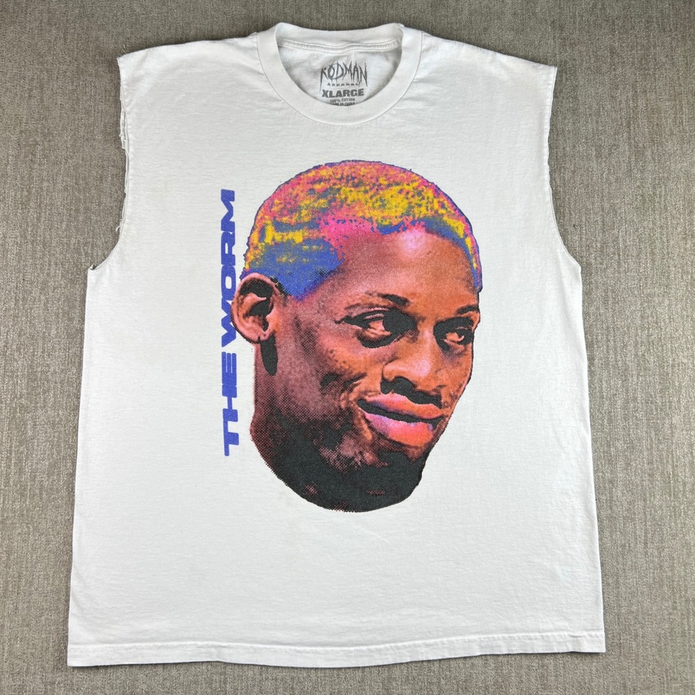 Rodman Apparel Muscle Tee Mens XL White The Worm Graphic Sleeveless Gym T Shirt